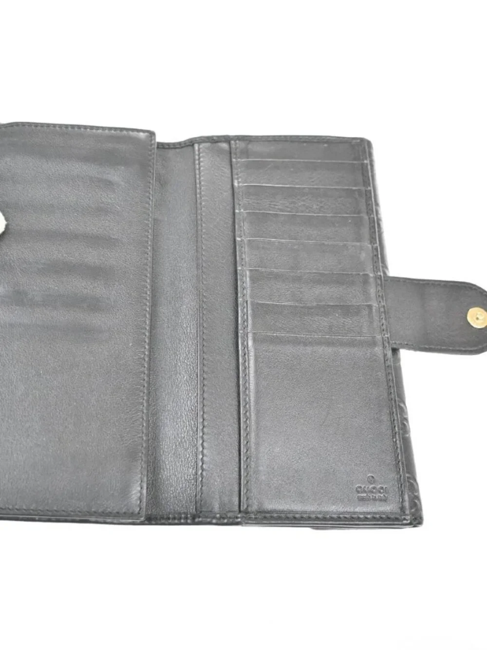 GUCCI Logo Guccissima GG Lovely Heart Bifold Long Wallet Leather Black 02KD033 - Picture 9 of 16